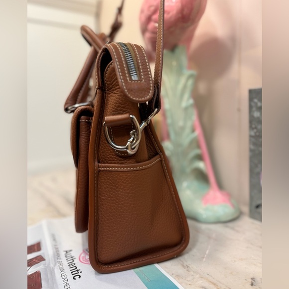 Dooney & Bourke Double Pocket Tote Brown Pebbled Leather - Picture 4 of 12